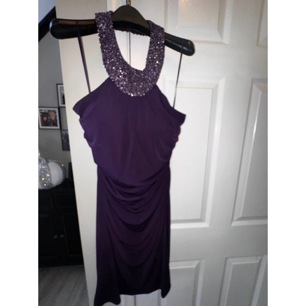 purple beaded halter dress Daisy Beaded Lavender Silk Halter Gown